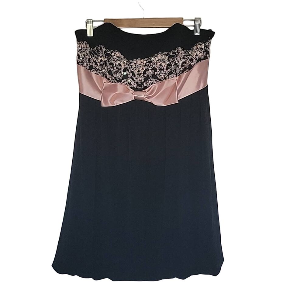 Vintage Jessica McClintock for Gunne Sax Strapless Babydoll Bubble Hem Dress, 13